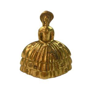 Vintage Brass Bell Anntebellum Lady Southern Belle Figure England Table Dinner